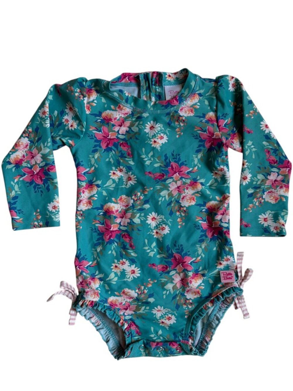 Rufflebutts Long Sleeve One Piece Rash Guard (Fancy Me Floral) - 18 - 24 Months